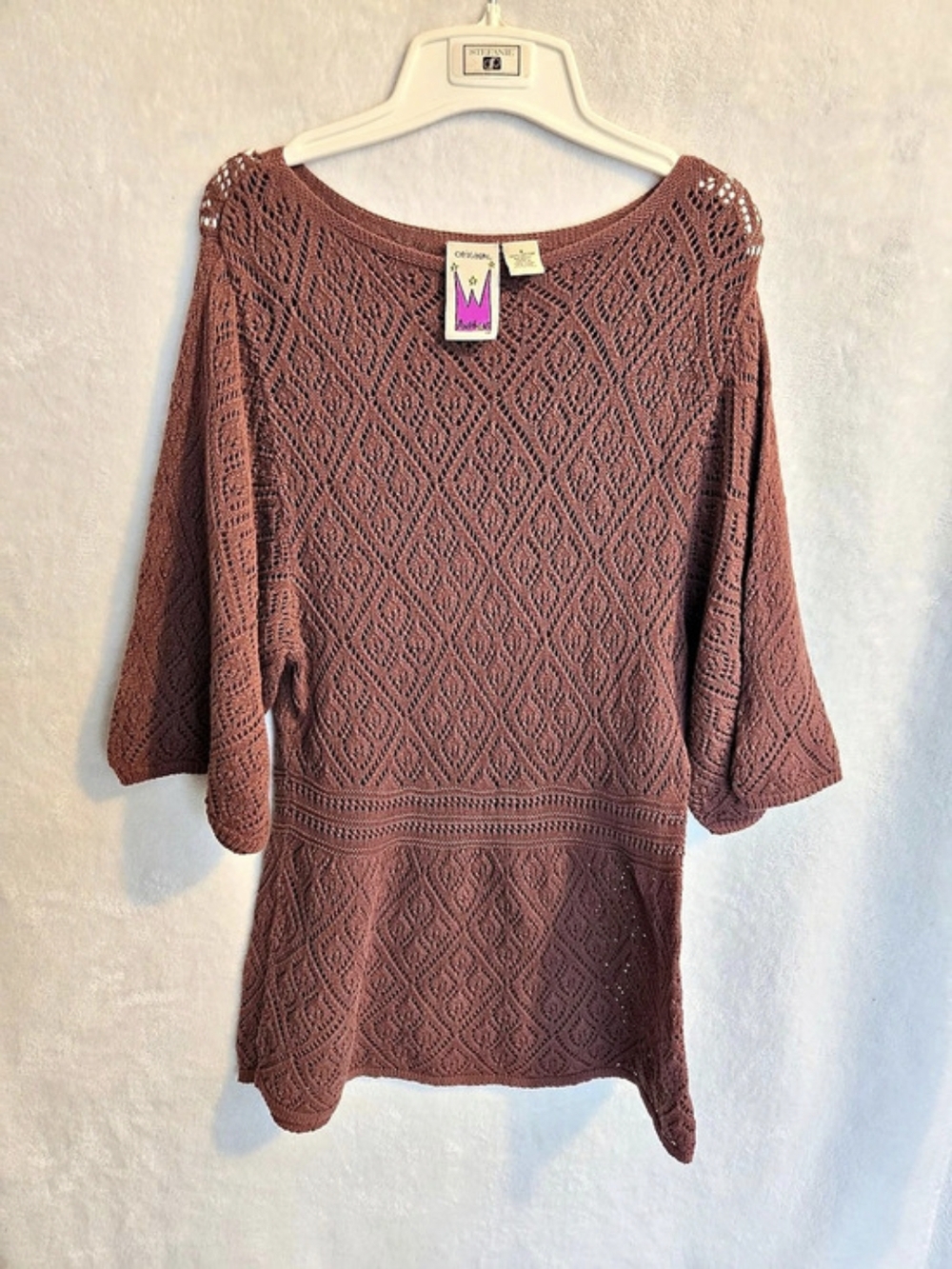 Cotton Knit Tunic in Brown